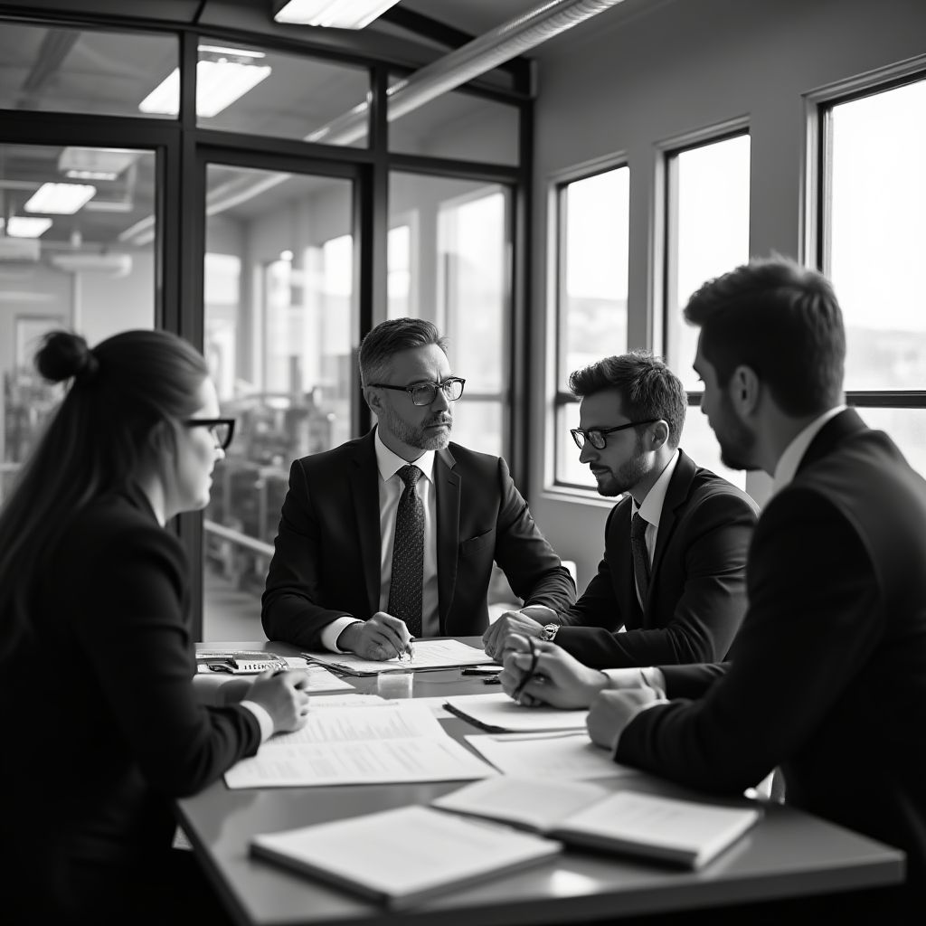 Strategic planning session with manufacturing client